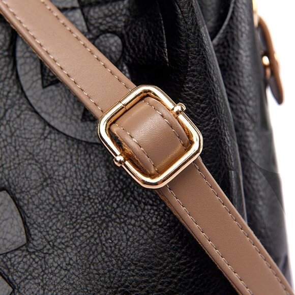 Vegan Leather Floral Embossed Bucket Bag for Women Large Tote Crossbody Hobo Sty - Picture 9 of 9